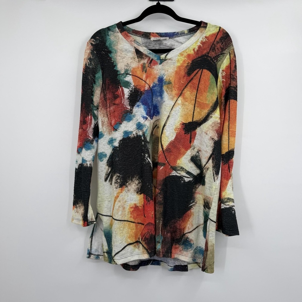 Jess & Jane Tunic Womens Large Multicolor Long Sleeve Lightweight Genesis